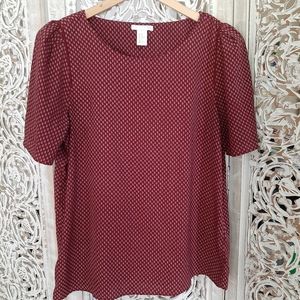H&M Burgundy Patterned Blouse